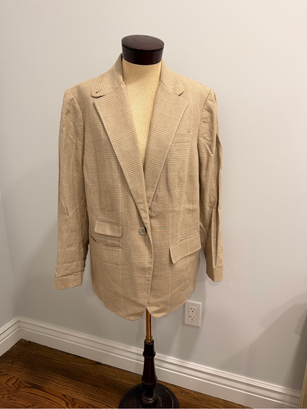 Ralph Lauren Tan Glen Plaid Single-Button Blazer